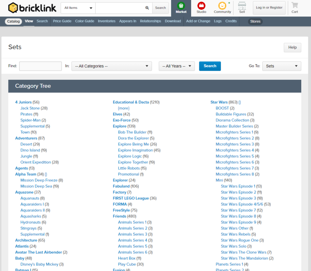 Screenshot der Bricklink Seite