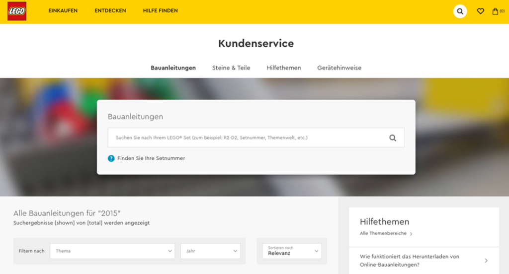 Bauanleitungen direkt bei LEGO finden
